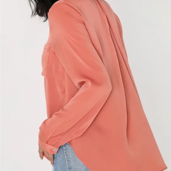 Brand new never worn! Lulus Dreamy Refinement Rusty Rose Satin Long Sleeve Top! - Picture 4 of 4